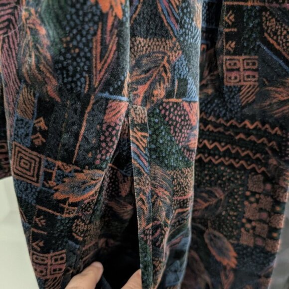 Portrait JL deBall Velvet Opera Coat Womens Size XL Black Floral Swing Jacket - Picture 4 of 12